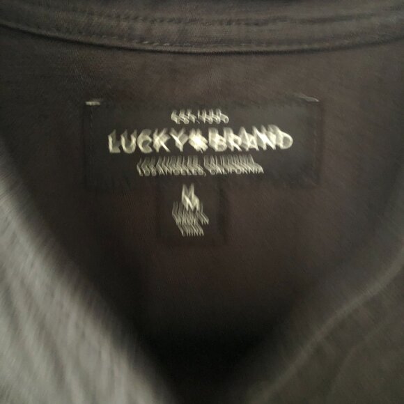 LUCKY BRAND BOHO BLACK DENIM POPOVER DRESS TUNIC SHIRT FLORAL EMBROIDERY M NWOT - Picture 7 of 9